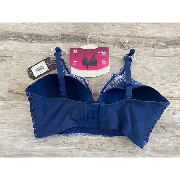 Maidenform 34D Casual Comfort Wireless Convertible Bralette Blue Polka Dot New - Picture 3 of 6